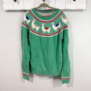 Boden Kids Llama Fair Isle Sweater 9-10 Cotton Wool Blend